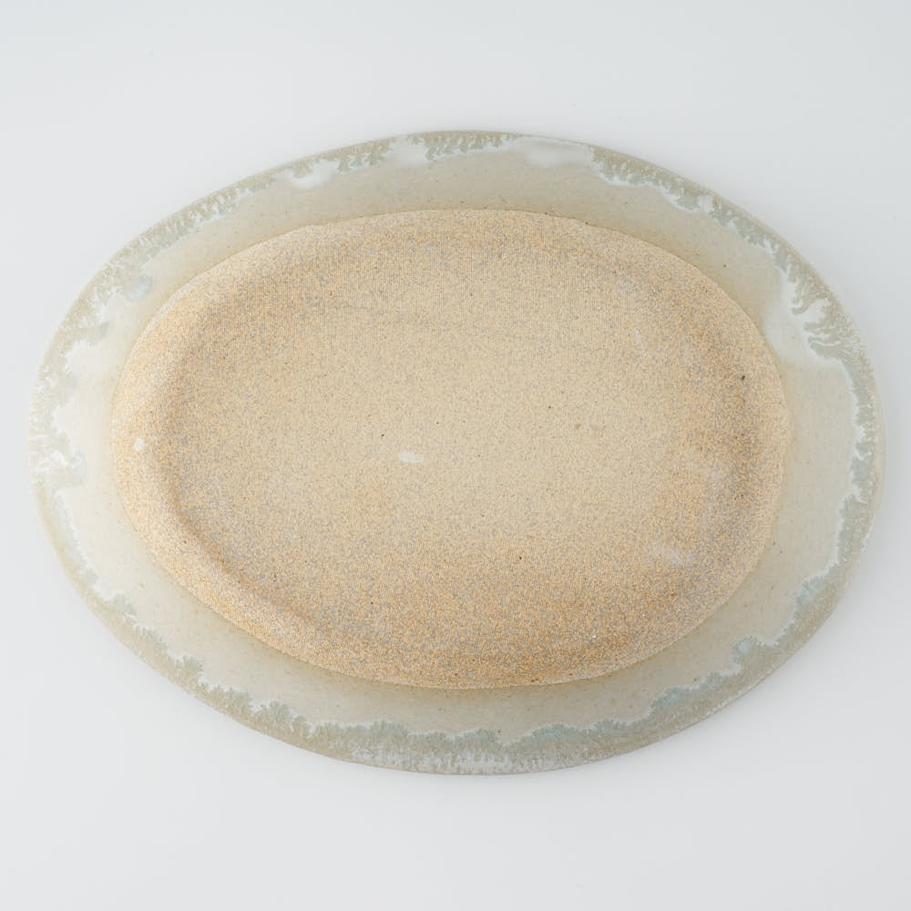 作家 村澤享 青マット釉楕円鉢 作家 村澤享 陶磁器作家もの