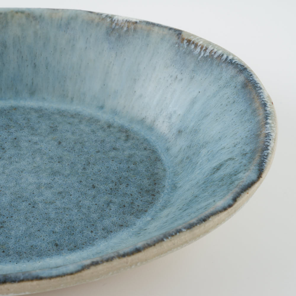 作家 村澤享 青マット釉楕円鉢 作家 村澤享 陶磁器作家もの