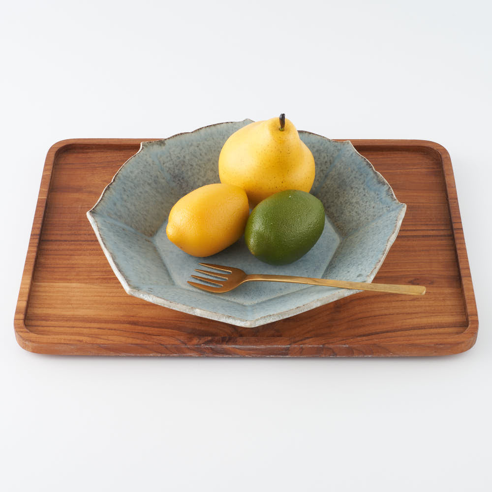 作家 村澤享 青マット釉稜花八角皿 作家 村澤享 陶磁器作家もの