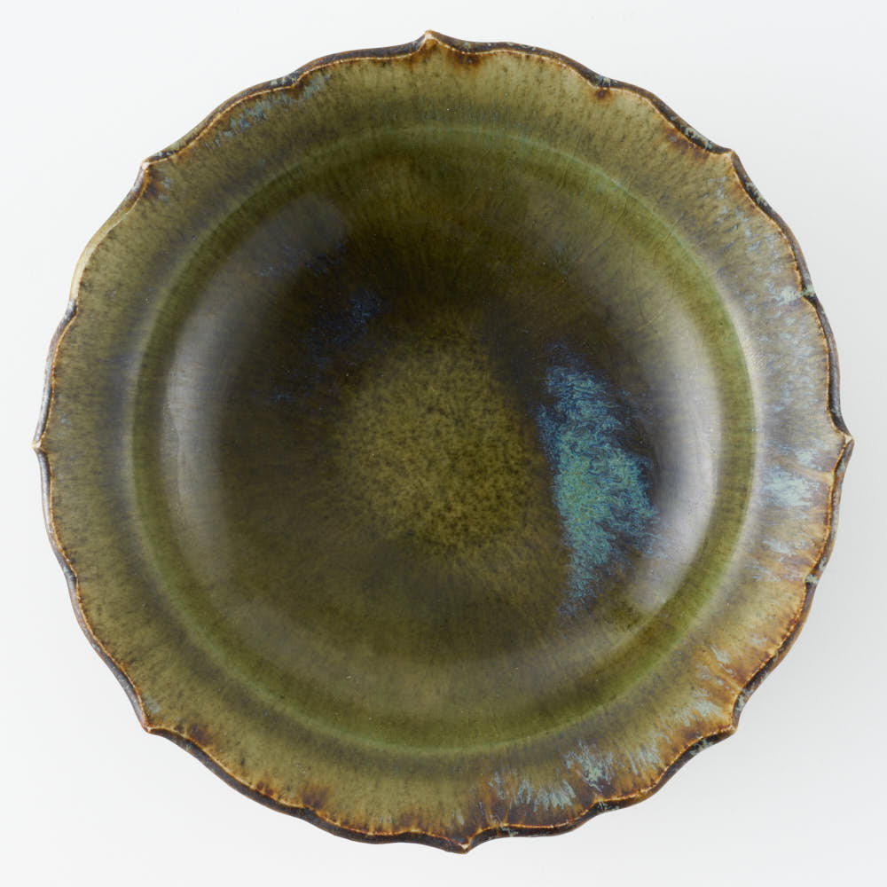 作家 村澤享 青銅釉稜花小皿 作家 村澤享 陶磁器作家もの