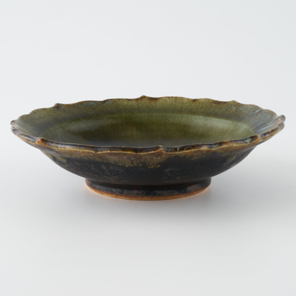 作家 村澤享 青銅釉稜花小皿 作家 村澤享 陶磁器作家もの