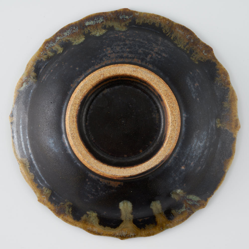 作家 村澤享 青銅釉稜花小皿 作家 村澤享 陶磁器作家もの