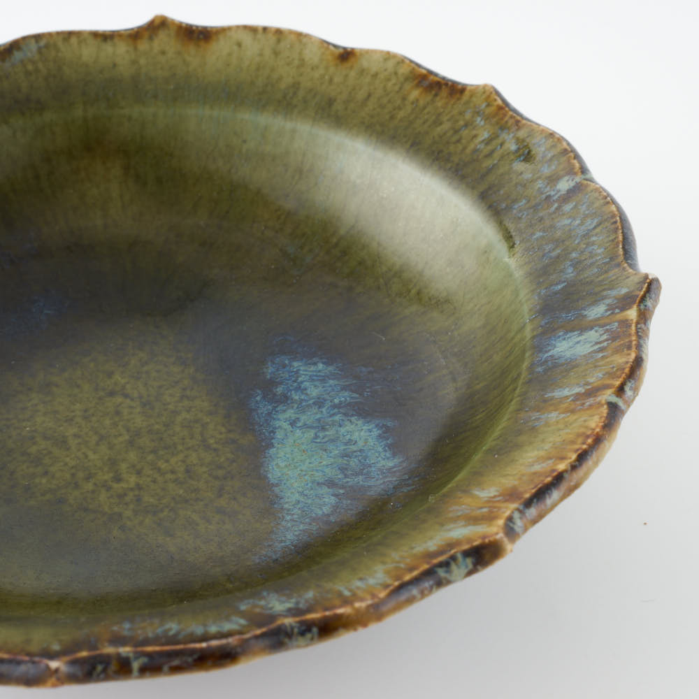 作家 村澤享 青銅釉稜花小皿 作家 村澤享 陶磁器作家もの