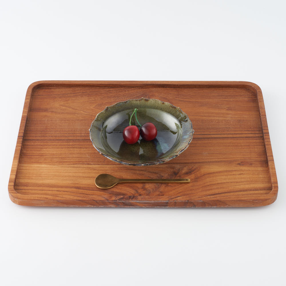 作家 村澤享 青銅釉稜花小皿 作家 村澤享 陶磁器作家もの