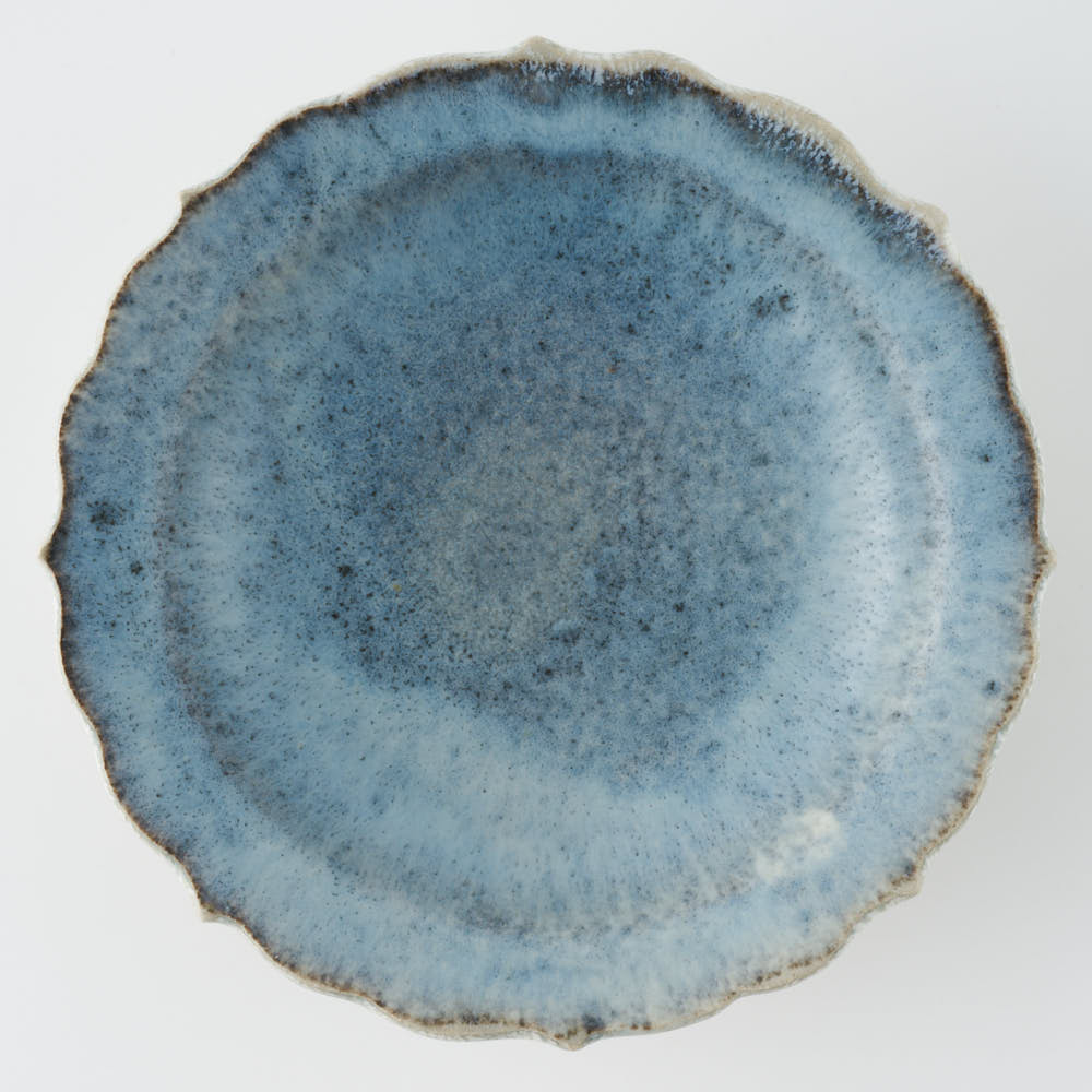 作家 村澤享 青マット釉稜花小皿 作家 村澤享 陶磁器作家もの