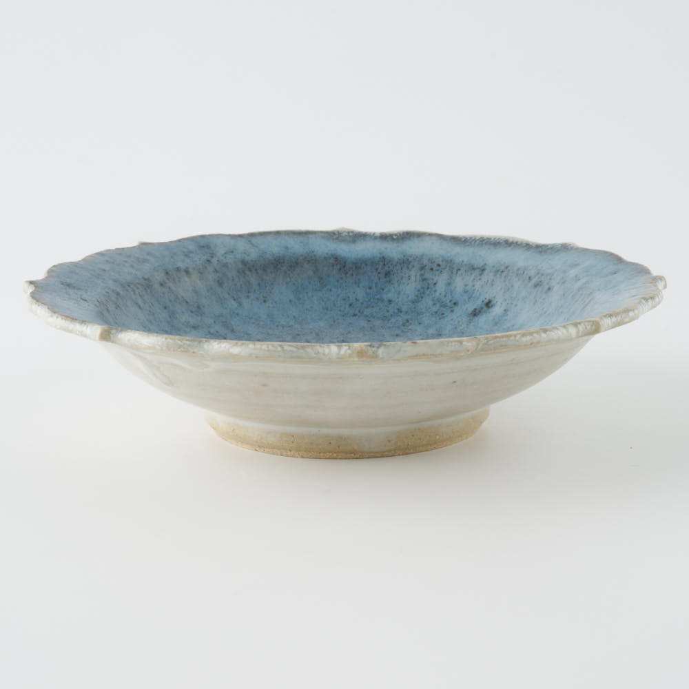 作家 村澤享 青マット釉稜花小皿 作家 村澤享 陶磁器作家もの