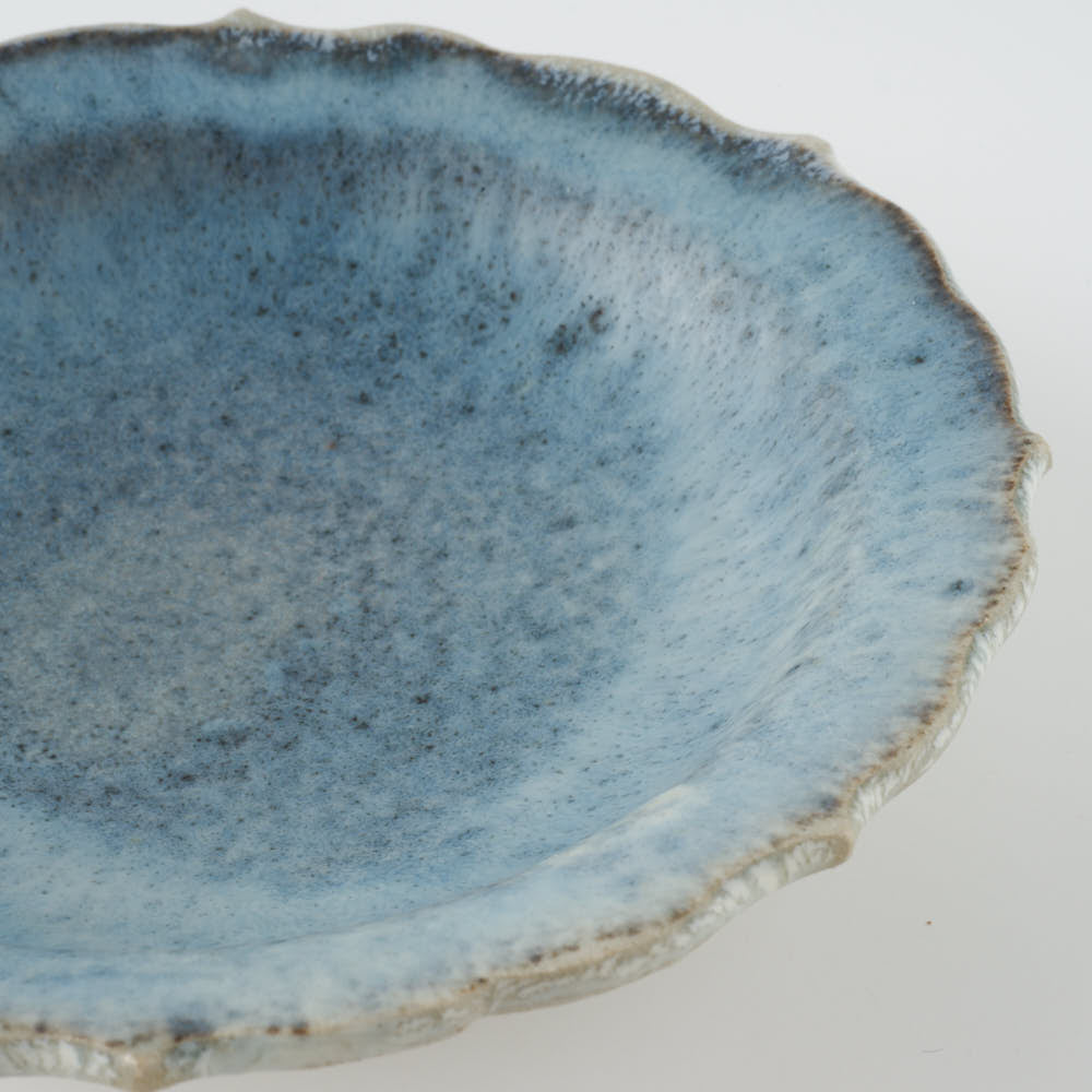 作家 村澤享 青マット釉稜花小皿 作家 村澤享 陶磁器作家もの