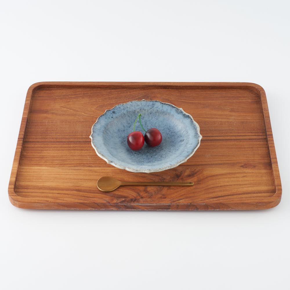 作家 村澤享 青マット釉稜花小皿 ¥2,200 大人の焼き物