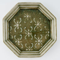 作家 小林哲生 八角皿 大 更紗文様 灰釉(白土) 作家 小林哲生 陶磁器作家もの