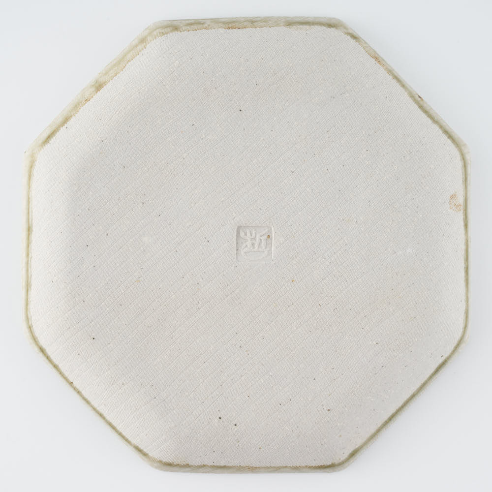 作家 小林哲生 八角皿 大 更紗文様 灰釉(白土) 作家 小林哲生 陶磁器作家もの