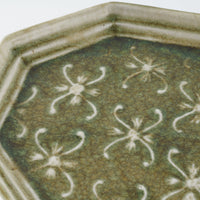 作家 小林哲生 八角皿 大 更紗文様 灰釉(白土) 作家 小林哲生 陶磁器作家もの