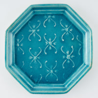 作家 小林哲生 八角皿 大 更紗文様 トルコブルー 作家 小林哲生 陶磁器作家もの