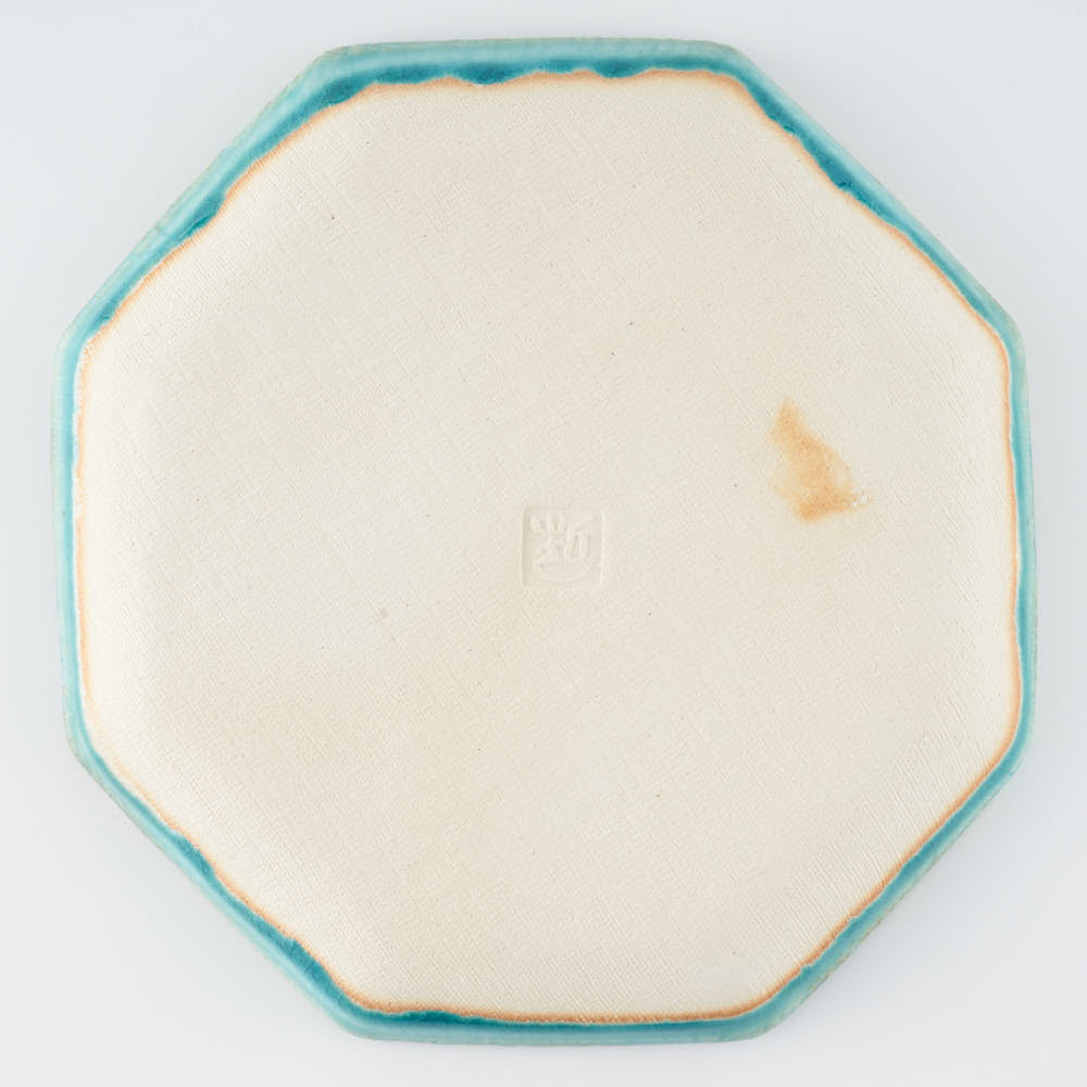 作家 小林哲生 八角皿 大 更紗文様 トルコブルー 作家 小林哲生 陶磁器作家もの