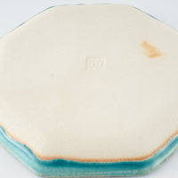 作家 小林哲生 八角皿 大 更紗文様 トルコブルー 作家 小林哲生 陶磁器作家もの