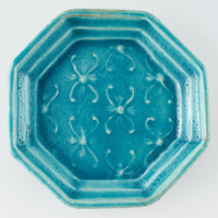作家 小林哲生 八角皿 小 更紗文様 トルコブルー 作家 小林哲生 陶磁器作家もの