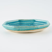 作家 小林哲生 八角皿 小 更紗文様 トルコブルー 作家 小林哲生 陶磁器作家もの