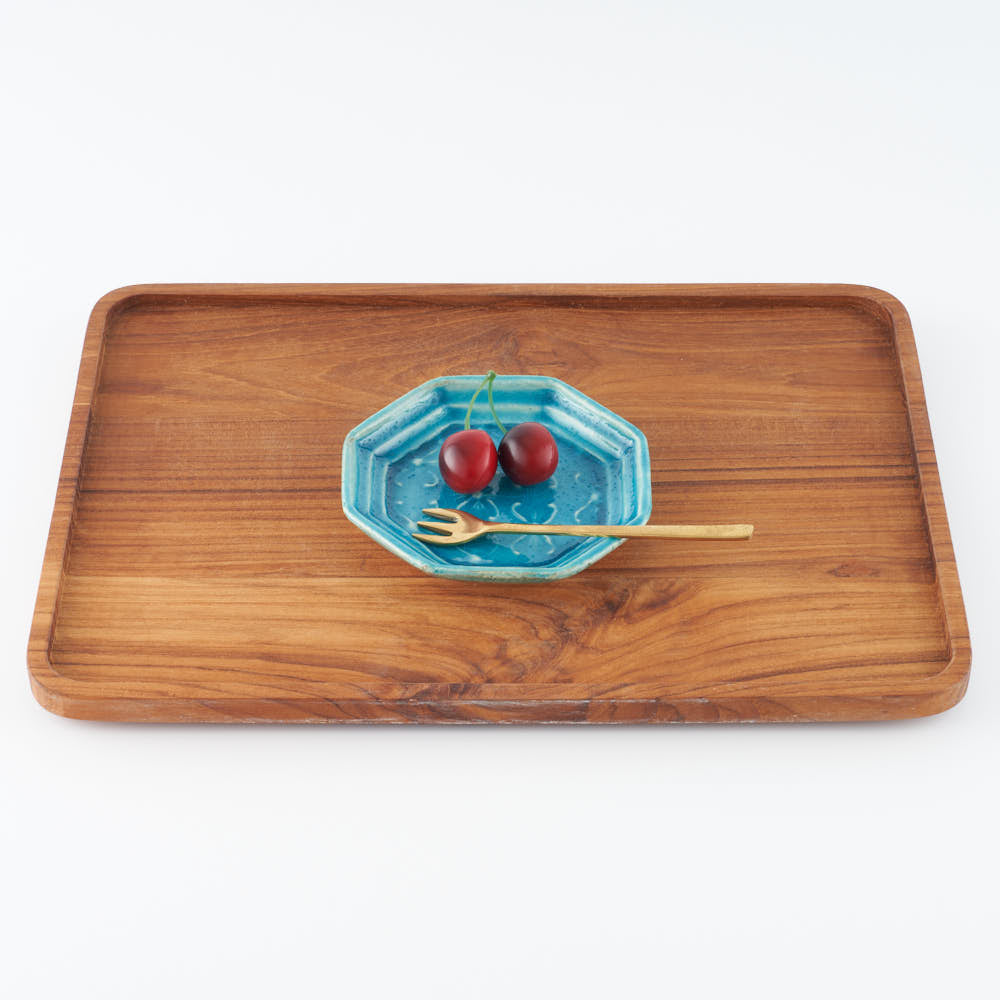 作家 小林哲生 八角皿 小 更紗文様 トルコブルー 作家 小林哲生 陶磁器作家もの