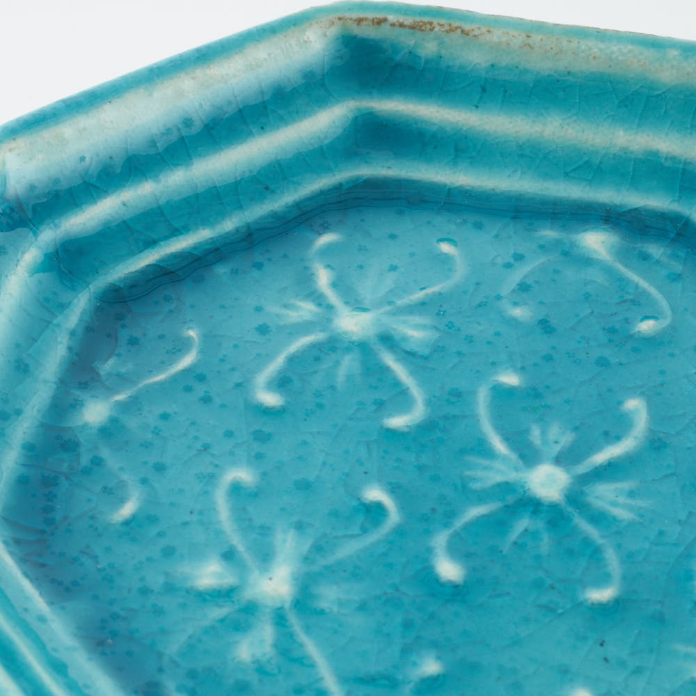 作家 小林哲生 八角皿 小 更紗文様 トルコブルー 作家 小林哲生 陶磁器作家もの