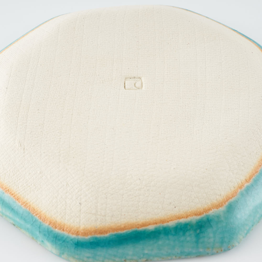 作家 小林哲生 八角皿 小 更紗文様 トルコブルー 作家 小林哲生 陶磁器作家もの