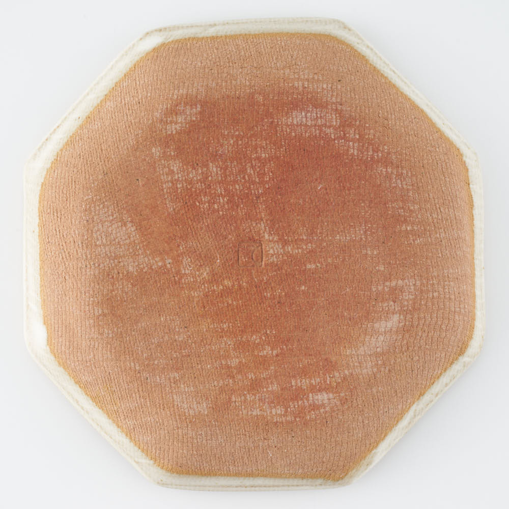 作家 小林哲生 八角皿 小 更紗文様 白釉 作家 小林哲生 陶磁器作家もの