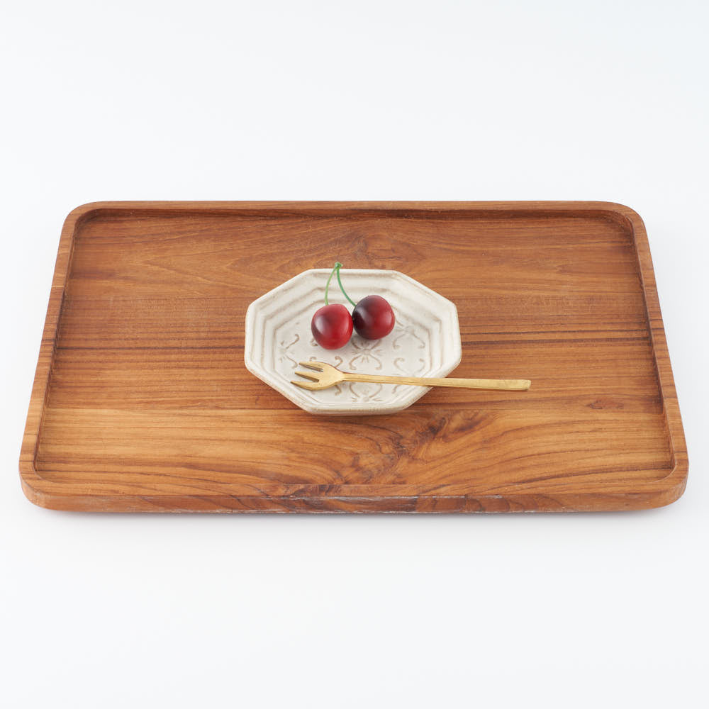 作家 小林哲生 八角皿 小 更紗文様 白釉 作家 小林哲生 陶磁器作家もの