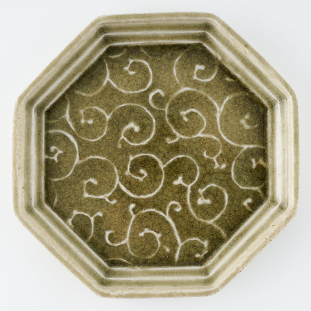 作家 小林哲生 八角皿 大 唐草 灰釉(白土) 作家 小林哲生 陶磁器作家もの