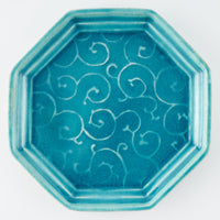 作家 小林哲生 八角皿 大 唐草 トルコブルー 作家 小林哲生 陶磁器作家もの