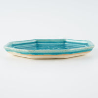 作家 小林哲生 八角皿 大 唐草 トルコブルー 作家 小林哲生 陶磁器作家もの