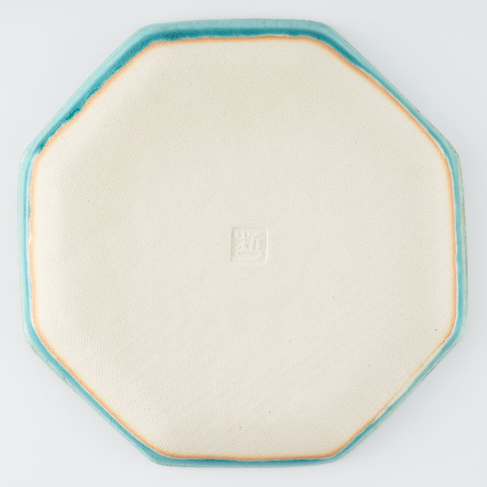 作家 小林哲生 八角皿 大 唐草 トルコブルー 作家 小林哲生 陶磁器作家もの