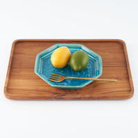 作家 小林哲生 八角皿 大 唐草 トルコブルー 作家 小林哲生 陶磁器作家もの