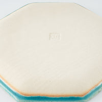 作家 小林哲生 八角皿 大 唐草 トルコブルー 作家 小林哲生 陶磁器作家もの