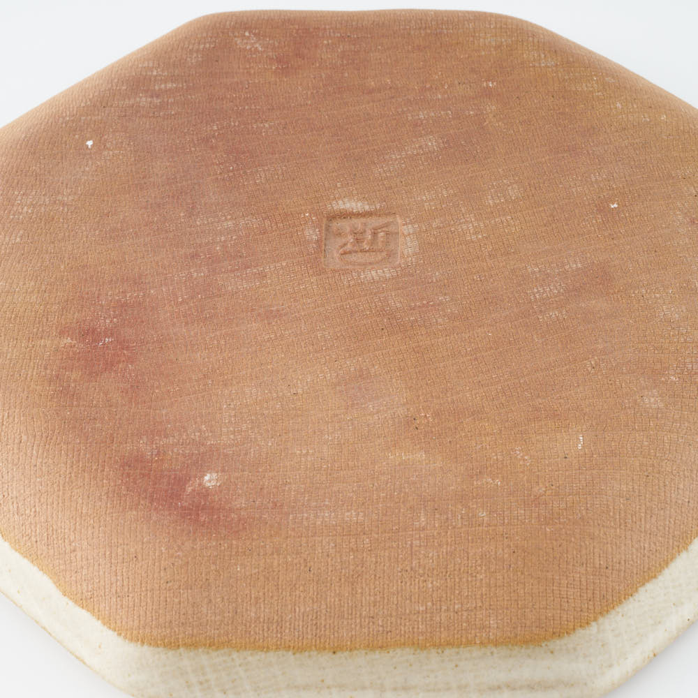 作家 小林哲生 八角皿 大 唐草 白釉 作家 小林哲生 陶磁器作家もの