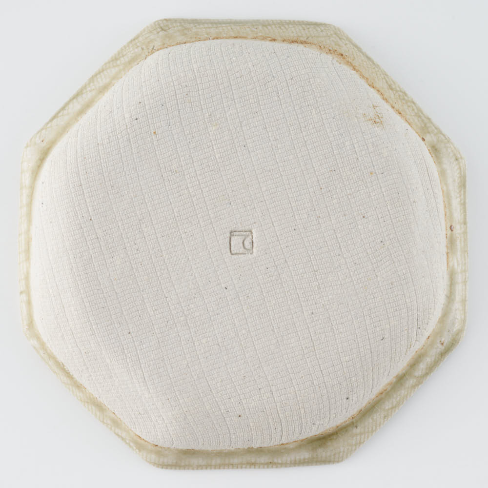 作家 小林哲生 八角皿 小 唐草 灰釉(白土) 作家 小林哲生 陶磁器作家もの