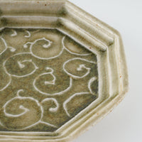 作家 小林哲生 八角皿 小 唐草 灰釉(白土) 作家 小林哲生 陶磁器作家もの