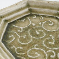 作家 小林哲生 八角皿 小 唐草 灰釉(白土) 作家 小林哲生 陶磁器作家もの