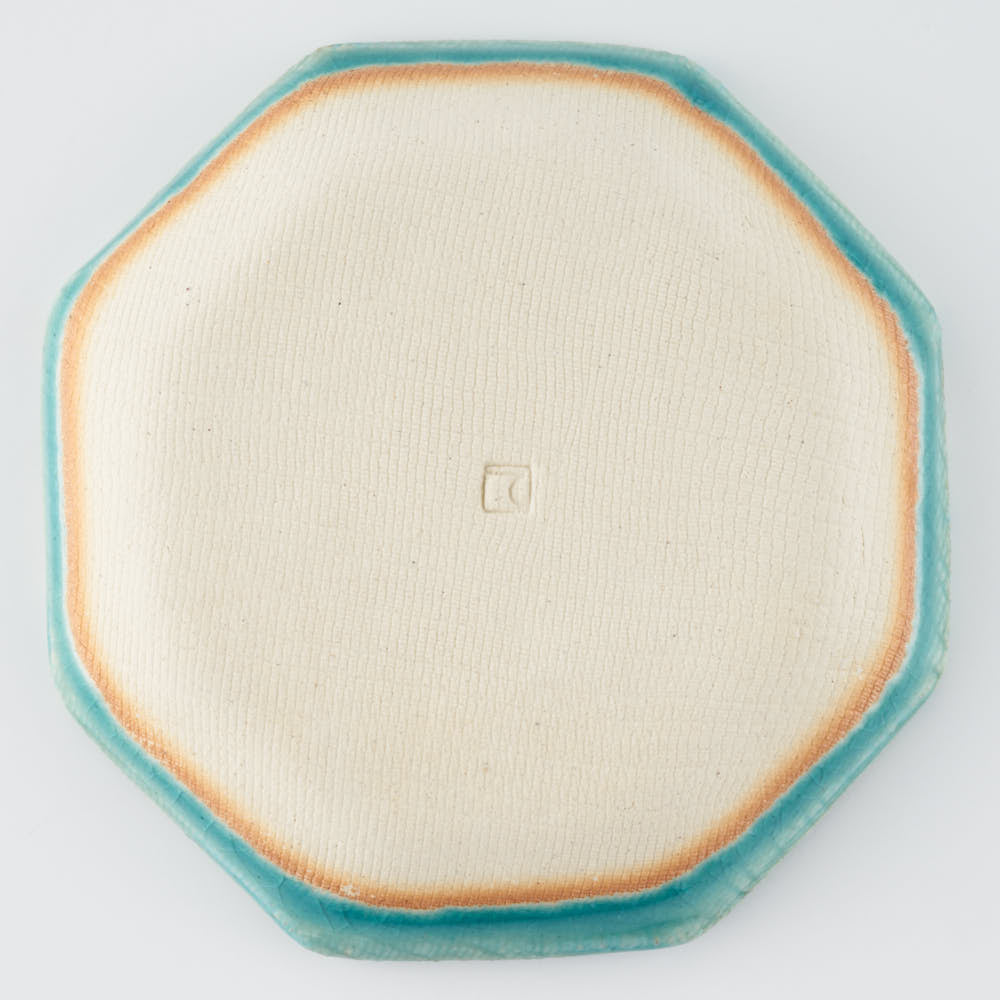 作家 小林哲生 八角皿 小 唐草 トルコブルー 作家 小林哲生 陶磁器作家もの