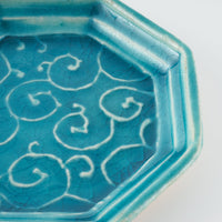 作家 小林哲生 八角皿 小 唐草 トルコブルー 作家 小林哲生 陶磁器作家もの