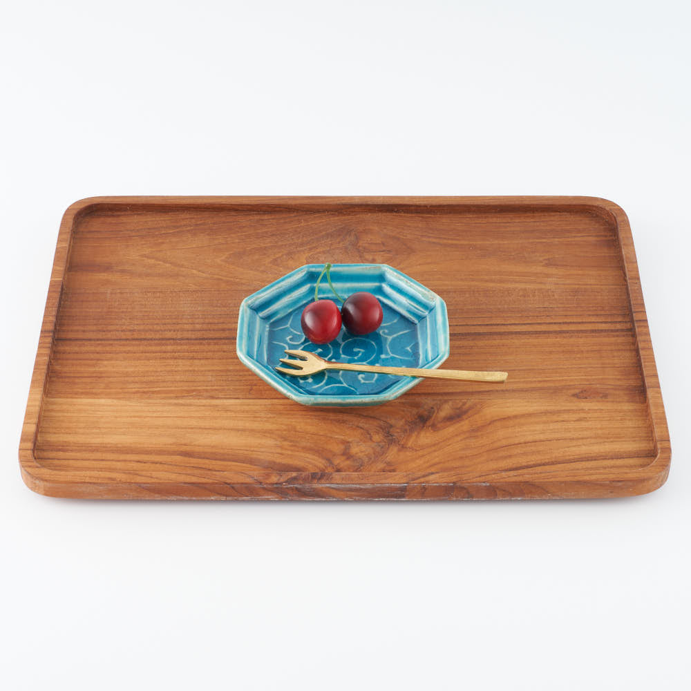 作家 小林哲生 八角皿 小 唐草 トルコブルー 作家 小林哲生 陶磁器作家もの