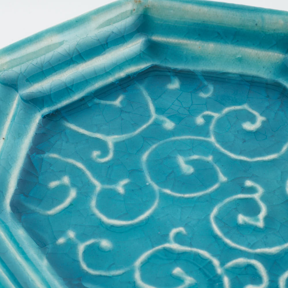 作家 小林哲生 八角皿 小 唐草 トルコブルー 作家 小林哲生 陶磁器作家もの