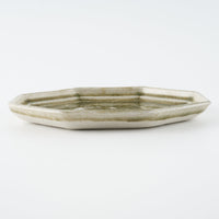 作家 小林哲生 八角皿 大 麻の葉 灰釉(白土) 作家 小林哲生 陶磁器作家もの