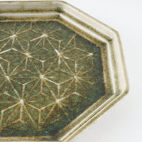 作家 小林哲生 八角皿 大 麻の葉 灰釉(白土) 作家 小林哲生 陶磁器作家もの