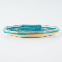 作家 小林哲生 八角皿 大 麻の葉 トルコブルー 作家 小林哲生 陶磁器作家もの