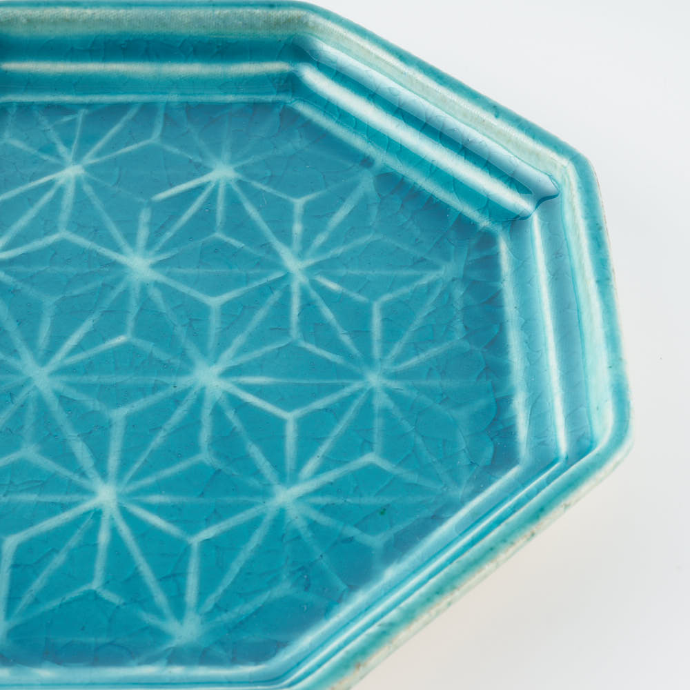 作家 小林哲生 八角皿 大 麻の葉 トルコブルー 作家 小林哲生 陶磁器作家もの