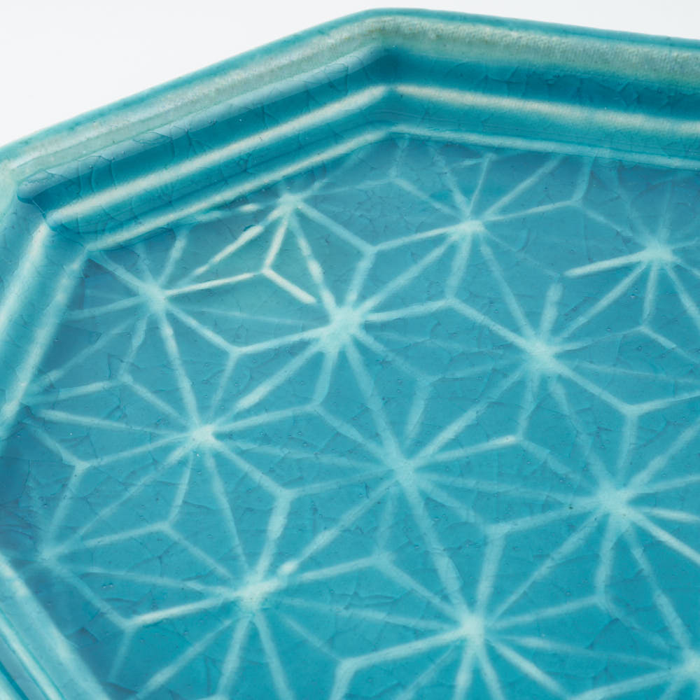 作家 小林哲生 八角皿 大 麻の葉 トルコブルー 作家 小林哲生 陶磁器作家もの