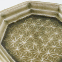 作家 小林哲生 八角皿 小 麻の葉 灰釉(白土) 作家 小林哲生 陶磁器作家もの