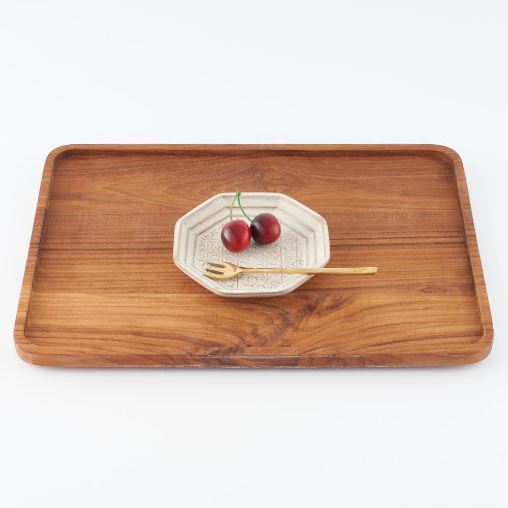 作家 小林哲生 八角皿 小 麻の葉 白釉 作家 小林哲生 陶磁器作家もの