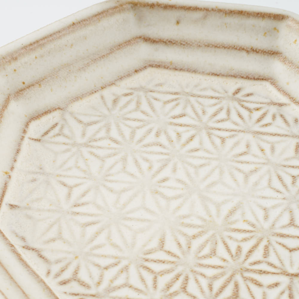 作家 小林哲生 八角皿 小 麻の葉 白釉 作家 小林哲生 陶磁器作家もの