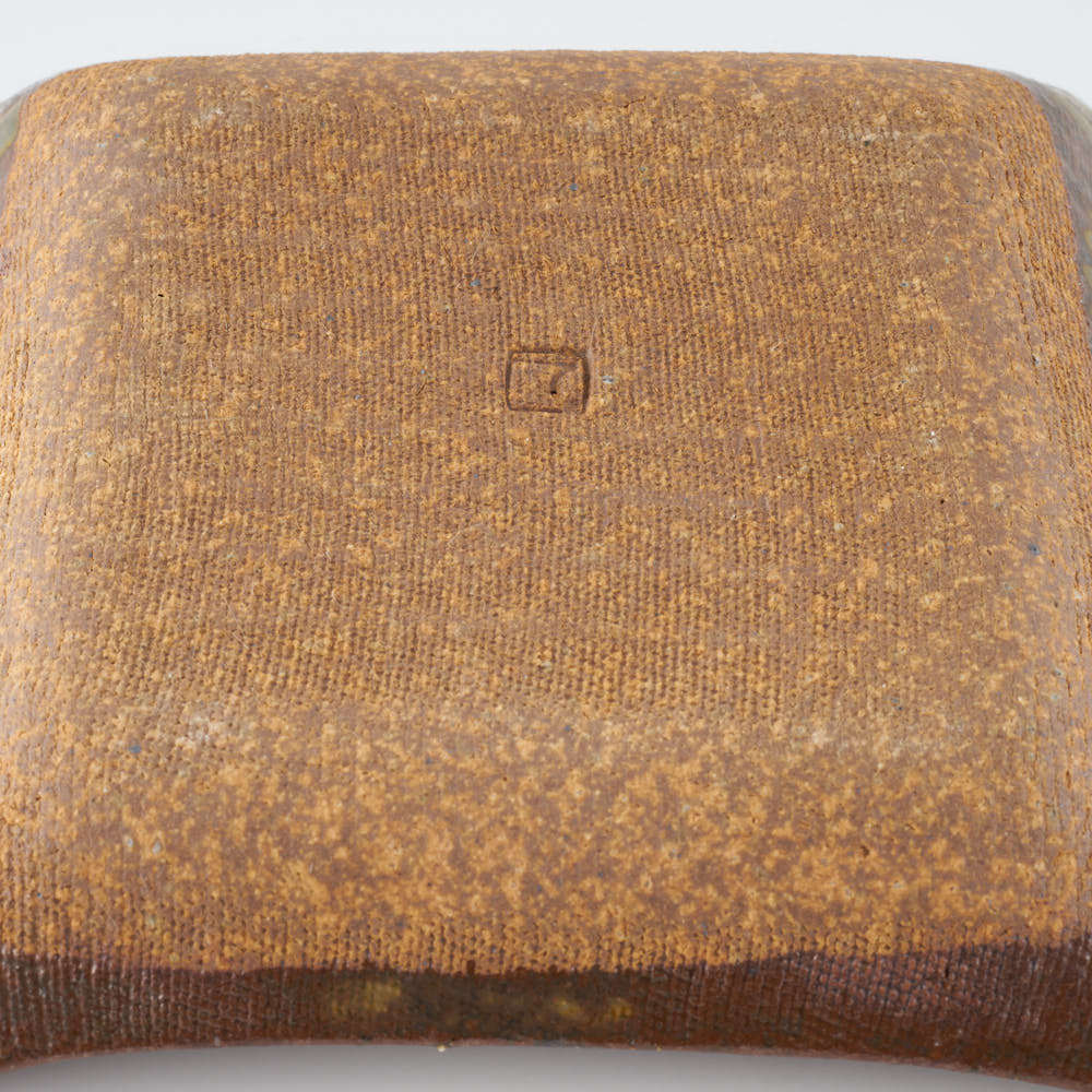作家 小林哲生 灰釉市松文  角皿 作家 小林哲生 陶磁器作家もの