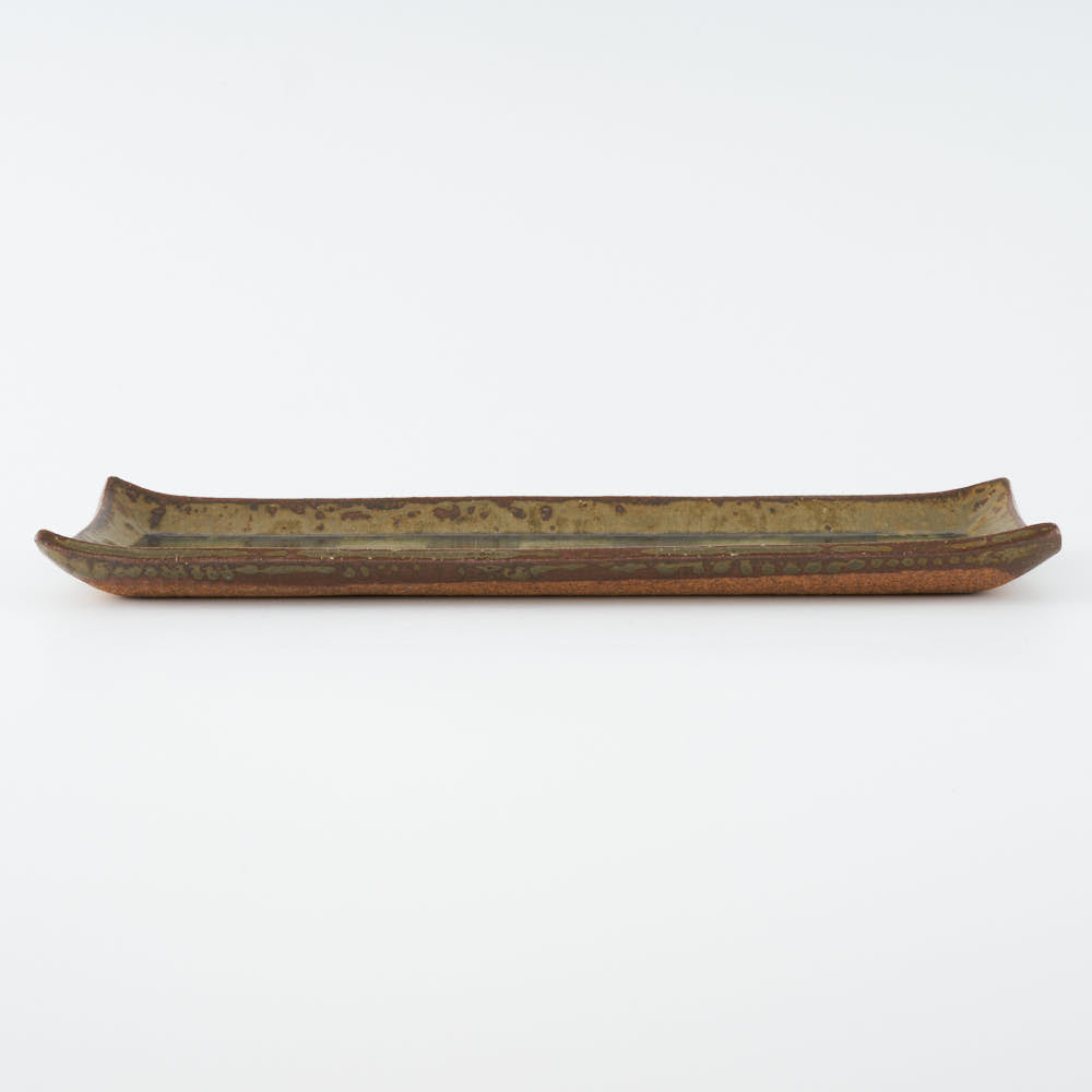 作家 小林哲生 灰釉市松文  長皿 作家 小林哲生 陶磁器作家もの