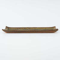 作家 小林哲生 灰釉市松文  長皿 作家 小林哲生 陶磁器作家もの